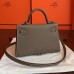 Hermes Kelly Mini II Handmade Bag In Taupe Epsom Leather Hermes Kelly Mini II Handmade Bag In Taupe Epsom Leather