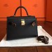 Hermes Kelly Mini II Handmade Bag In Black Epsom Leather Hermes Kelly Mini II Handmade Bag In Black Epsom Leather