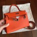 Hermes Kelly Mini II Handmade Bag In Orange Epsom Leather Hermes Kelly Mini II Handmade Bag In Orange Epsom Leather