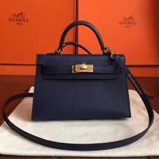 Hermes Kelly Mini II Handmade Bag In Sapphire Epsom Leather Hermes Kelly Mini II Handmade Bag In Sapphire Epsom Leather