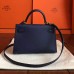 Hermes Kelly Mini II Handmade Bag In Sapphire Epsom Leather Hermes Kelly Mini II Handmade Bag In Sapphire Epsom Leather