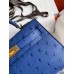 Hermes Kelly Mini II Handmade Bag In Blue Electric Ostrich Leather Hermes Kelly Mini II Handmade Bag In Blue Electric Ostrich Leather