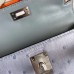 Hermes Kelly Mini II Handmade Bag In Blue Lin Ostrich Leather Hermes Kelly Mini II Handmade Bag In Blue Lin Ostrich Leather
