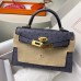 Hermes Kelly Mini II Handmade Bag In Gris Agate Ostrich Leather Hermes Kelly Mini II Handmade Bag In Gris Agate Ostrich Leather