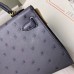 Hermes Kelly Mini II Handmade Bag In Gris Agate Ostrich Leather Hermes Kelly Mini II Handmade Bag In Gris Agate Ostrich Leather