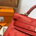 Hermes Kelly Mini II Handmade Bag In Red Ostrich Leather Hermes Kelly Mini II Handmade Bag In Red Ostrich Leather