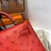 Hermes Kelly Mini II Handmade Bag In Red Ostrich Leather Hermes Kelly Mini II Handmade Bag In Red Ostrich Leather