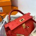 Hermes Kelly Mini II Handmade Bag In Red Ostrich Leather Hermes Kelly Mini II Handmade Bag In Red Ostrich Leather