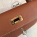 Hermes Kelly Mini II Handmade Bag In Gold Swift Calfskin Hermes Kelly Mini II Handmade Bag In Gold Swift Calfskin