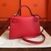 Hermes Kelly Mini II Handmade Bag In Red Swift Calfskin Hermes Kelly Mini II Handmade Bag In Red Swift Calfskin