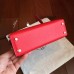 Hermes Kelly Mini II Handmade Bag In Red Swift Calfskin Hermes Kelly Mini II Handmade Bag In Red Swift Calfskin