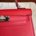 Hermes Kelly Mini II Handmade Bag In Red Swift Calfskin Hermes Kelly Mini II Handmade Bag In Red Swift Calfskin