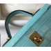 Hermes Kelly Mini II Handmade Bag In Blue Atoll Crocodile Embossed Leather Hermes Kelly Mini II Handmade Bag In Blue Atoll Crocodile Embossed Leather