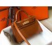 Hermes Kelly Mini II Handmade Bag In Brown Crocodile Embossed Leather Hermes Kelly Mini II Handmade Bag In Brown Crocodile Embossed Leather