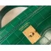 Hermes Kelly Mini II Handmade Bag In Green Crocodile Embossed Leather Hermes Kelly Mini II Handmade Bag In Green Crocodile Embossed Leather
