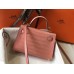 Hermes Kelly Mini II Handmade Bag In Pink Crocodile Embossed Leather Hermes Kelly Mini II Handmade Bag In Pink Crocodile Embossed Leather