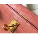 Hermes Kelly Mini II Handmade Bag In Pink Crocodile Embossed Leather Hermes Kelly Mini II Handmade Bag In Pink Crocodile Embossed Leather
