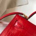 Hermes Kelly Mini II Handmade Bag In Red Crocodile Embossed Leather Hermes Kelly Mini II Handmade Bag In Red Crocodile Embossed Leather
