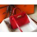 Hermes Kelly Mini II Handmade Bag In Red Crocodile Embossed Leather Hermes Kelly Mini II Handmade Bag In Red Crocodile Embossed Leather