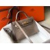 Hermes Kelly Mini II Handmade Bag In Grey Crocodile Embossed Leather Hermes Kelly Mini II Handmade Bag In Grey Crocodile Embossed Leather