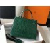 Hermes Kelly 25cm Handmade Bag In Green Embossed Crocodile Leather Hermes Kelly 25cm Handmade Bag In Green Embossed Crocodile Leather