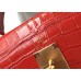 Hermes Kelly 25cm Handmade Bag In Red Embossed Crocodile Leather Hermes Kelly 25cm Handmade Bag In Red Embossed Crocodile Leather