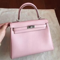 Hermes Kelly 25cm Retourne Handmade Bag In Rose Dragee Swift Leather Hermes Kelly 25cm Retourne Handmade Bag In Rose Dragee Swift Leather