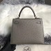 Hermes Kelly 25cm Handmade Bag In Gris Asphalt Ostrich Skin Hermes Kelly 25cm Handmade Bag In Gris Asphalt Ostrich Skin