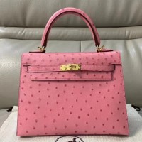 Hermes Kelly 25cm Handmade Bag In Terre Cutie Ostrich Skin Hermes Kelly 25cm Handmade Bag In Terre Cutie Ostrich Skin