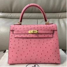 Hermes Kelly 25cm Handmade Bag In Terre Cutie Ostrich Skin Hermes Kelly 25cm Handmade Bag In Terre Cutie Ostrich Skin