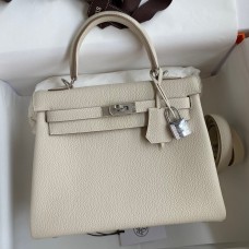 Hermes Kelly Retourne 25 Handmade Bag In Craie Clemence Leather Hermes Kelly Retourne 25 Handmade Bag In Craie Clemence Leather