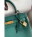 Hermes Kelly Retourne 25 Handmade Bag In Blue Paon Clemence Leather Hermes Kelly Retourne 25 Handmade Bag In Blue Paon Clemence Leather