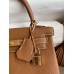 Hermes Kelly Retourne 25 Handmade Bag In Gold Clemence Leather