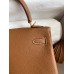 Hermes Kelly Retourne 25 Handmade Bag In Gold Clemence Leather