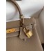 Hermes Kelly Retourne 25 Handmade Bag In Taupe Clemence Leather Hermes Kelly Retourne 25 Handmade Bag In Taupe Clemence Leather