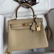 Hermes Kelly Retourne 25 Handmade Bag In Trench Clemence Leather Hermes Kelly Retourne 25 Handmade Bag In Trench Clemence Leather