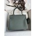 Hermes Kelly Retourne 25 Handmade Bag In Vert Amande Clemence Leather Hermes Kelly Retourne 25 Handmade Bag In Vert Amande Clemence Leather