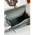 Hermes Kelly Retourne 25 Handmade Bag In Vert Amande Clemence Leather Hermes Kelly Retourne 25 Handmade Bag In Vert Amande Clemence Leather