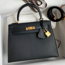 Hermes Kelly Sellier 25 Handmade Bag In Black Mysore Goatskin Hermes Kelly Sellier 25 Handmade Bag In Black Mysore Goatskin