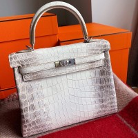 Hermes Kelly Retourne 25 Handmade Bag In Himalaya Crocodile Niloticus Skin Hermes Kelly Retourne 25 Handmade Bag In Himalaya Crocodile Niloticus Skin