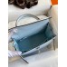 Hermes Kelly Sellier 25 Handmade Bag In Blue Brume Epsom Calfskin Hermes Kelly Sellier 25 Handmade Bag In Blue Brume Epsom Calfskin