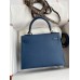 Hermes Kelly Sellier 25 Handmade Bag In Deep Blue Epsom Calfskin