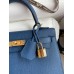 Hermes Kelly Sellier 25 Handmade Bag In Deep Blue Epsom Calfskin