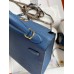 Hermes Kelly Sellier 25 Handmade Bag In Deep Blue Epsom Calfskin