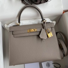 Hermes Kelly Sellier 25 Handmade Bag In Gris Asphalt Epsom Calfskin Hermes Kelly Sellier 25 Handmade Bag In Gris Asphalt Epsom Calfskin