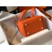 Hermes Lindy Mini Bag In Orange Clemence Leather GHW Hermes Lindy Mini Bag In Orange Clemence Leather GHW