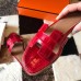 Hermes Oran Slide Sandals In Red Shiny Niloticus Crocodile Skin Hermes Oran Slide Sandals In Red Shiny Niloticus Crocodile Skin