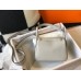 Hermes Lindy Mini Bag In Pearl Grey Clemence Leather GHW Hermes Lindy Mini Bag In Pearl Grey Clemence Leather GHW