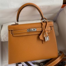 Hermes Kelly Sellier 25 Handmade Bag In Toffee Epsom Calfskin Hermes Kelly Sellier 25 Handmade Bag In Toffee Epsom Calfskin