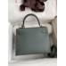 Hermes Kelly Sellier 25 Handmade Bag In Vert Amande Epsom Calfskin